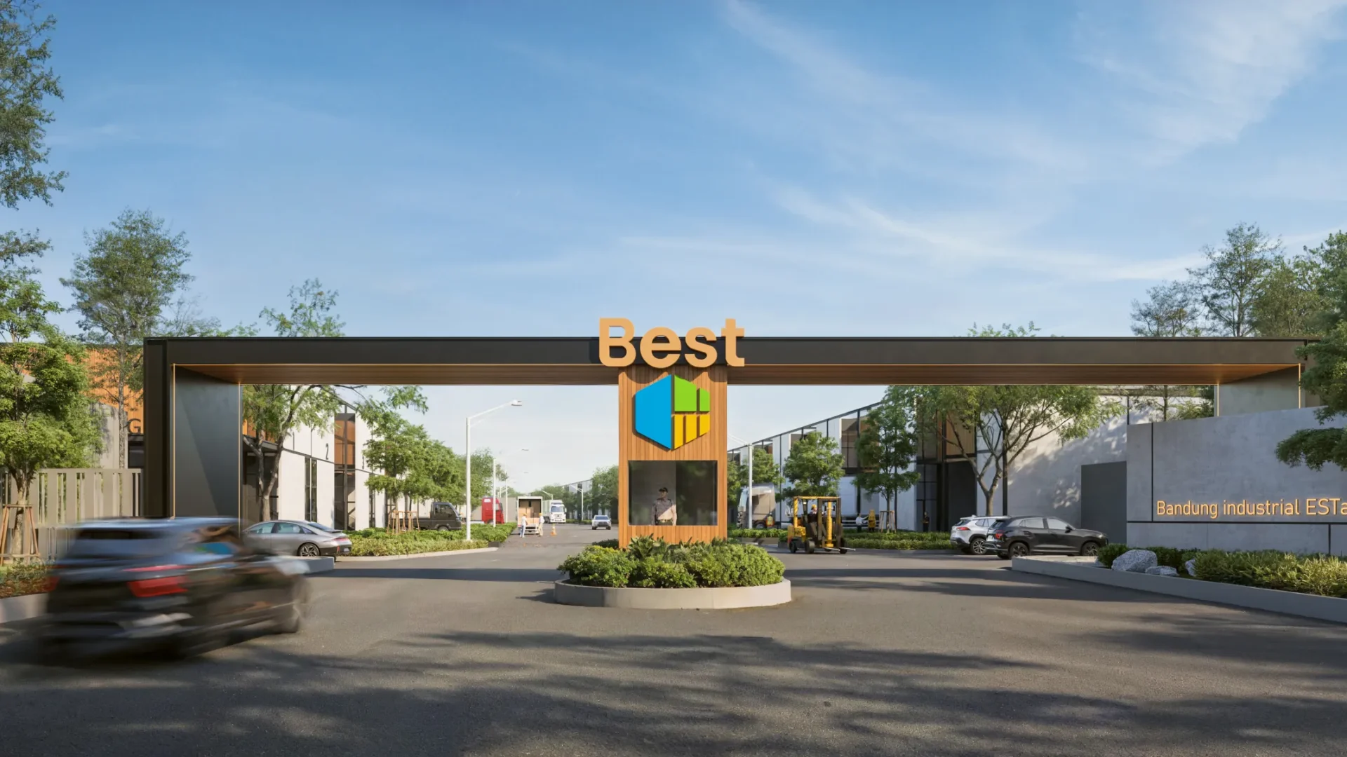 Gerbang utama BEST Industrial Estate dari arah Kopo, Bandung Selatan